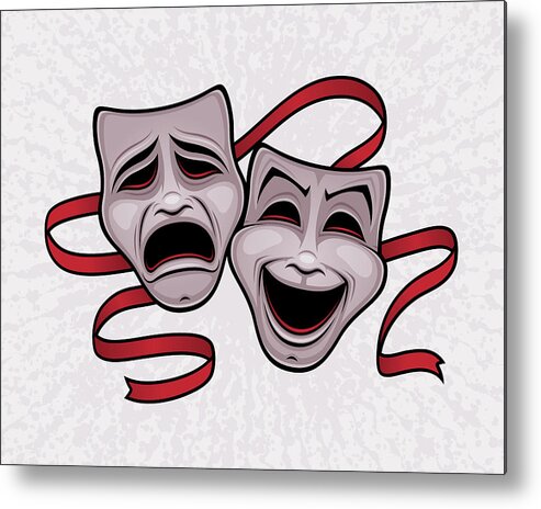 Acting Metal Print featuring the digital art Comedy And Tragedy Theater Masks by John Schwegel