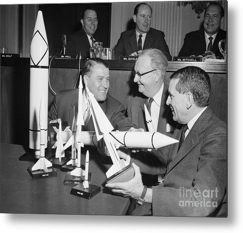 Expertise Metal Print featuring the photograph Congressmen Examine Missile Models by Bettmann