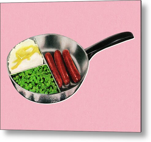 Campy Metal Print featuring the drawing Cooking Dinner in a Pan by CSA Images