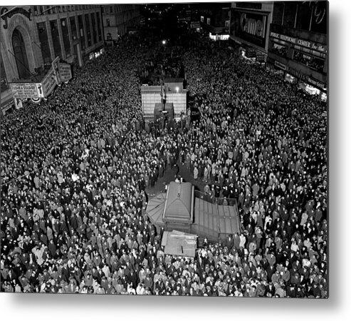 Crowd Metal Print featuring the photograph Crowd Fills Times Square To Wait For by New York Daily News Archive