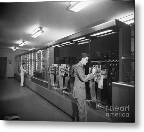 Working Metal Print featuring the photograph Early Ibm Computer by Bettmann