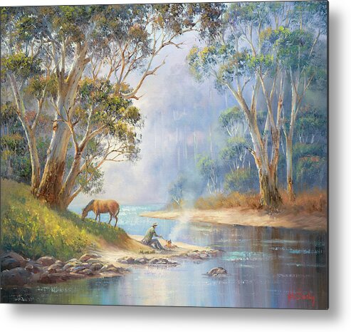 Morning Metal Print featuring the painting Early Morning - Cuppa by John Bradley