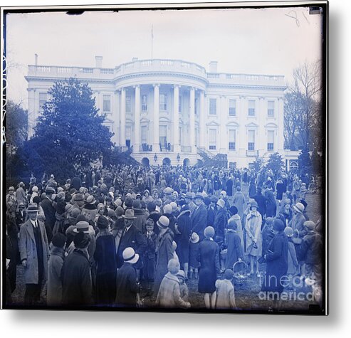 Crowd Of People Metal Print featuring the photograph Easter Egg Hunt At White House by Bettmann