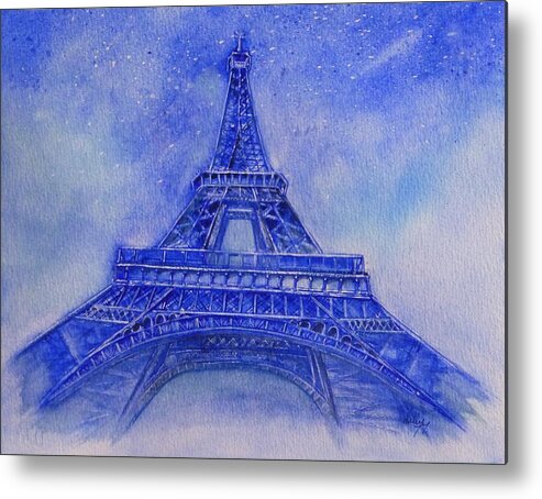 Eiffel Tower Metal Print featuring the painting Eiffel Tower Nights by Kelly Mills