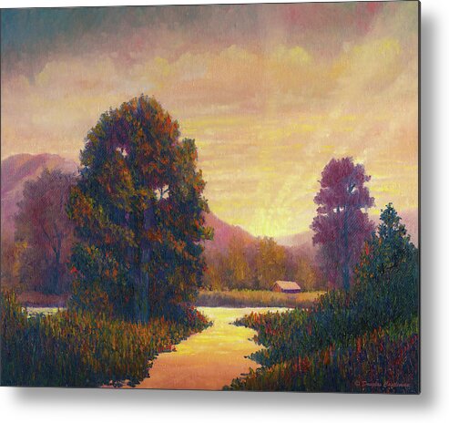 Landscape Metal Print featuring the painting End of Day by Douglas Castleman