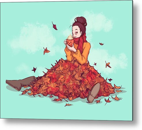 Fall Metal Print featuring the drawing Fall AF by Ludwig Van Bacon