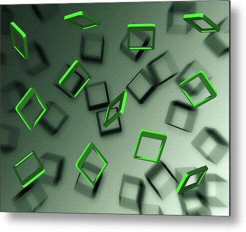 Green Metal Print featuring the digital art Falling Green by Jason Fink