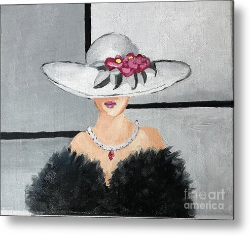 Original Art Work Metal Print featuring the painting Femme Fatale #2/3 by Theresa Honeycheck
