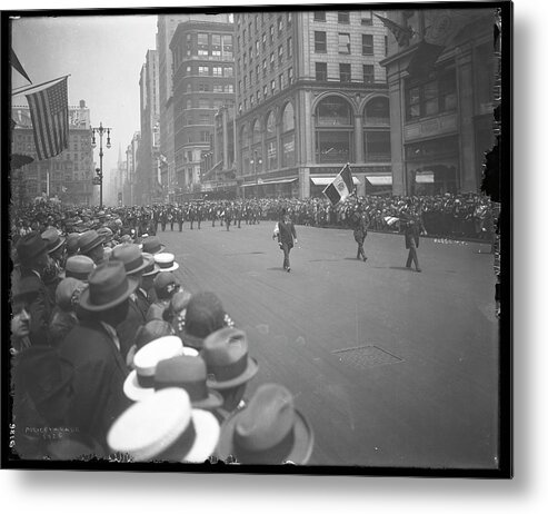 Fifth Avenue Metal Print featuring the photograph Fifth Avenue Police Parade by The New York Historical Society