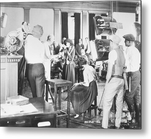 Film Crew Metal Print featuring the photograph Filming A Hollywood Movie by Bettmann