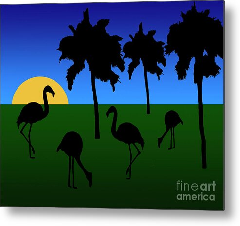 Flamingo Metal Print featuring the digital art Flamingo Sunrise by Kirt Tisdale