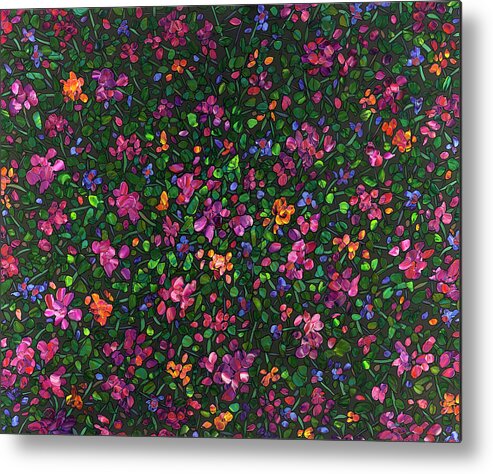 Flowers Metal Print featuring the painting Floral Interpretation - Weedflowers by James W Johnson