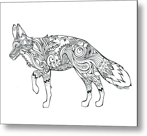 Fox Metal Print featuring the painting Fox by Green Girl Canvas