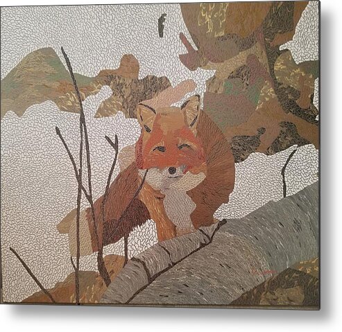 Fox Metal Print featuring the painting Fox Hunting in Snow by DLWhitson