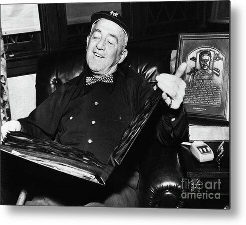 People Metal Print featuring the photograph Frankie Frisch Relaxing In Chair by Bettmann
