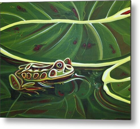 Frog Metal Print featuring the painting Frog in Pond by Pam Veitenheimer