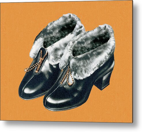 Boot Metal Print featuring the drawing Fur Lined Boots by CSA Images