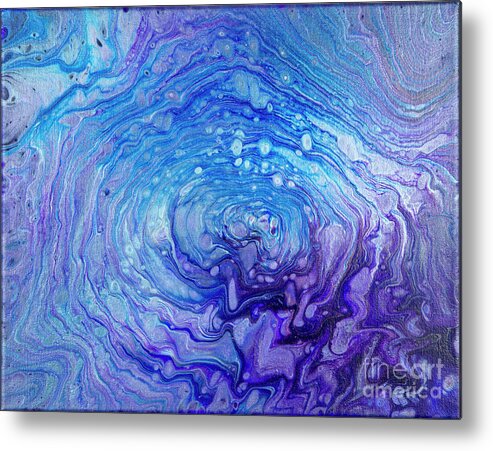 Poured Acrylics Metal Print featuring the painting Galactic Center by Lucy Arnold