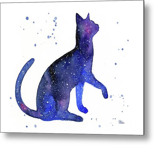 Galaxy Metal Print featuring the painting Galaxy Cat by Olga Shvartsur