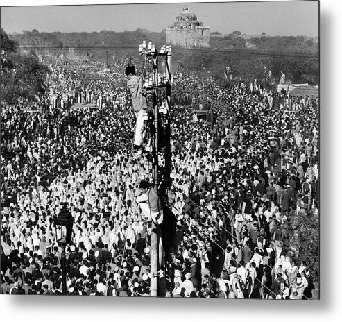 Vintage Metal Print featuring the photograph Gandhi's Funeral by Margaret Bourke-White