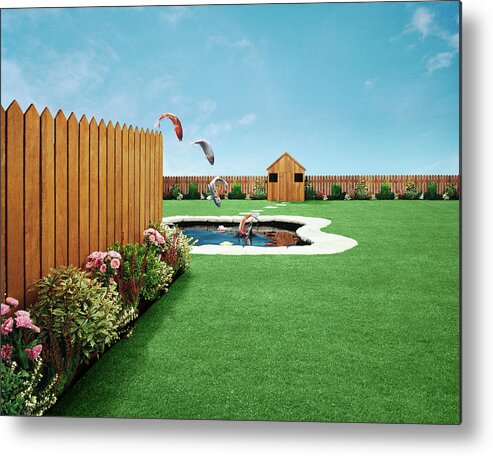 Risk Metal Print featuring the photograph Garden With A Pond by Jonathan Knowles