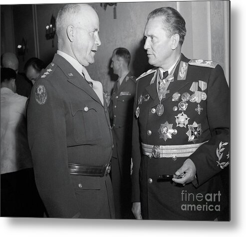 Mature Adult Metal Print featuring the photograph General John C.h. Lee With Marshal by Bettmann