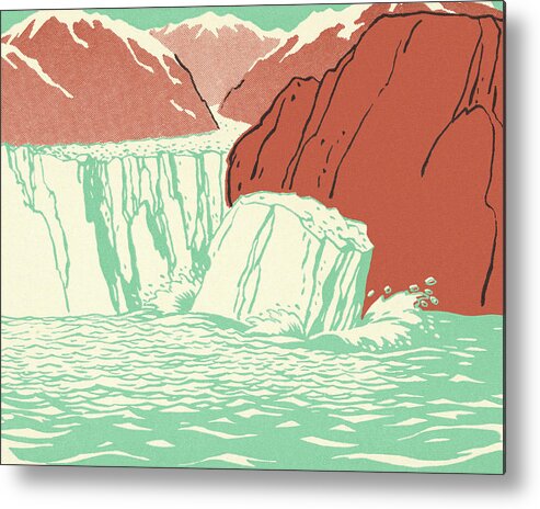 Arctic Metal Print featuring the drawing Glacier Breaking into the Sea by CSA Images