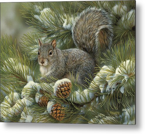 #faatoppicks Metal Print featuring the painting Gray Squirrel by Wild Wings
