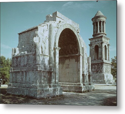 Remains Metal Print featuring the photograph Greco-Roman City Of Glanum (Right) And Mausoleum Of Sextus by Gjon Mili