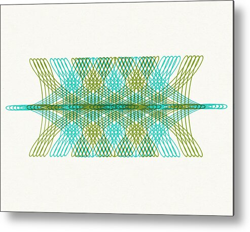 Accent Ornament Metal Print featuring the drawing Green and Blue Line Drawing by CSA Images