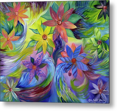 Groovy Flowers Metal Print featuring the painting Groovy Flowers by Stephanie Analah