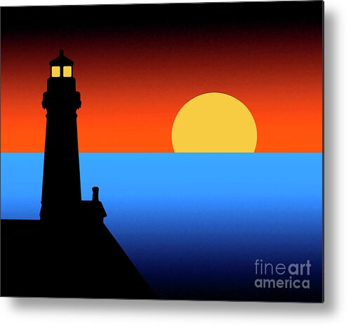 Lighthouse Metal Print featuring the digital art Guardian Lighthouse by Kirt Tisdale