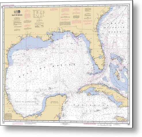 411 Metal Print featuring the digital art Gulf of Mexico, NOAA Chart 411 by Nautical Chartworks