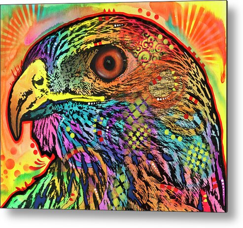 Hawk Metal Print featuring the mixed media Hawk Eye by Dean Russo- Exclusive