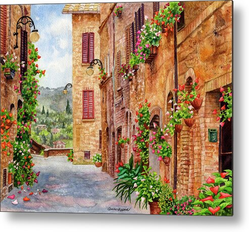 Italy Painting Metal Print featuring the painting Hearts A'Bloom II by Anne Gifford