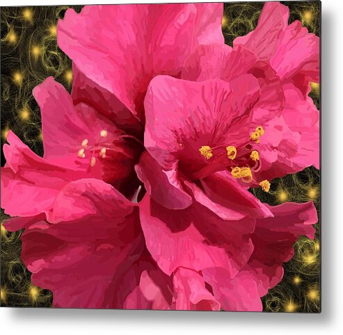 Hibiscus Metal Print featuring the drawing Hibiscus Pollen by Joan Stratton