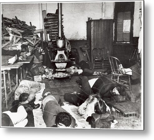People Metal Print featuring the photograph Homeless People Sleeping In Shelter by Bettmann
