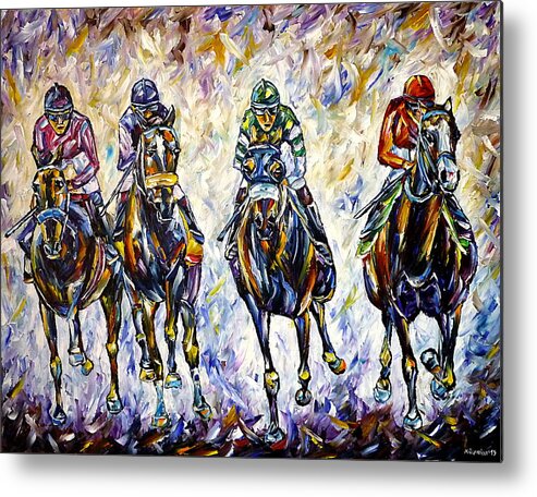 I Love Horses Metal Print featuring the painting Horse Race by Mirek Kuzniar
