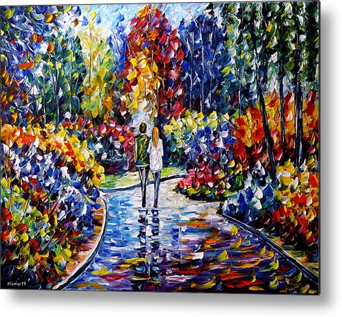 Landscape Painting Metal Print featuring the painting In The Garden by Mirek Kuzniar