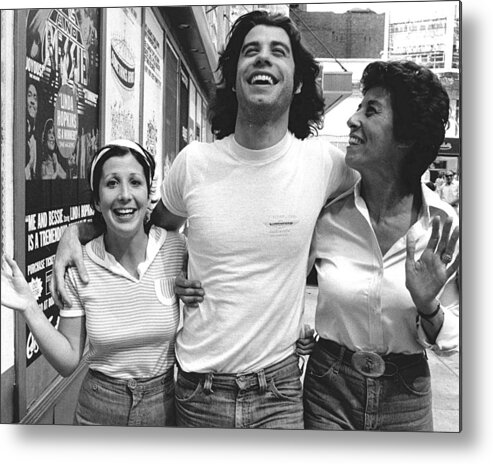 John Travolta Metal Print featuring the photograph John Travolta And His Sisters Ellen And by New York Daily News Archive