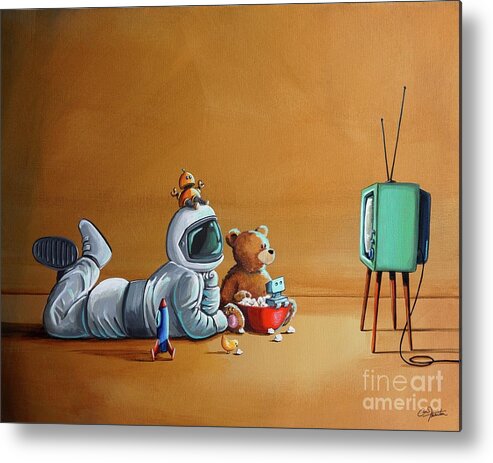 Astronaut Metal Print featuring the painting July 20, 1969 by Cindy Thornton