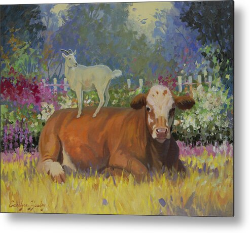 Farm Animals Metal Print featuring the painting Life is Good by Carolyne Hawley