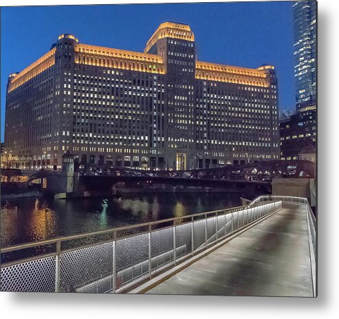 Chicago Metal Print featuring the photograph Lighted Walk by Laura Hedien