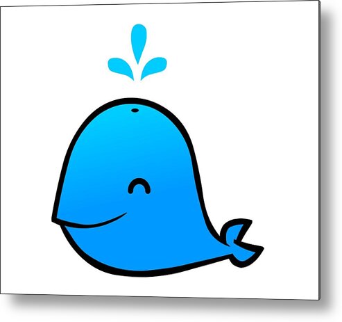 White Background Metal Print featuring the digital art Little Whale by Ana Villanueva
