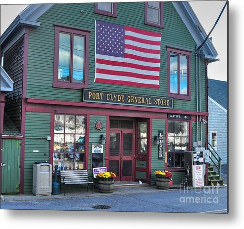 Flag Metal Print featuring the photograph Lobster at the Port Clyde General Store by Steve Brown