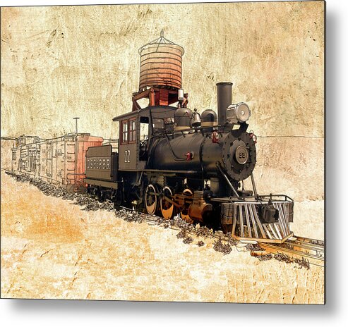 Train Metal Print featuring the mixed media Locomotive by Ynon Mabat