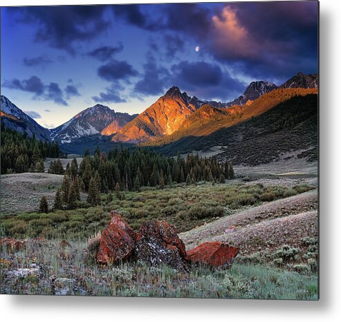 Idaho Scenics Metal Print featuring the photograph Lost River Mountains Moon by Leland D Howard