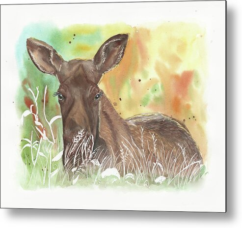 Moose Metal Print featuring the painting Mama Moose by Jeanette Mahoney