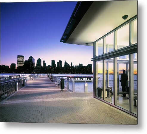 Dawn Metal Print featuring the photograph Man Looking At The Hudson River And by Eschcollection