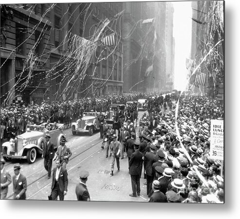 Crowd Of People Metal Print featuring the photograph Manhattan Parade For Aviatrix Amelia by Bettmann